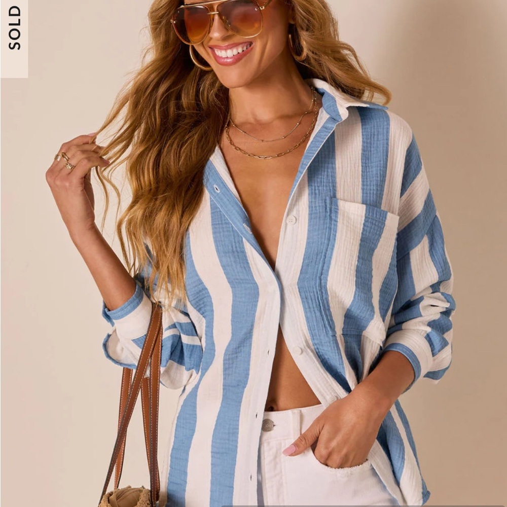 Sharyn Striped Long Sleeve Button Down Top